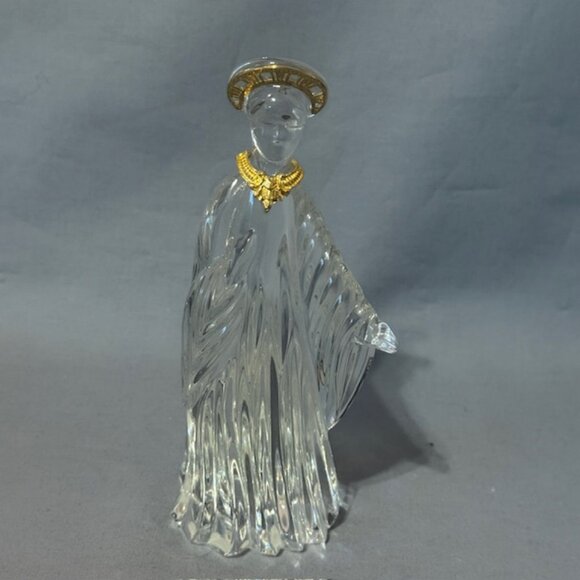 Vintage Gorham Glass Crystal Nativty Figurine Gold Accent Christmas Virgin Mary - Picture 1 of 4
